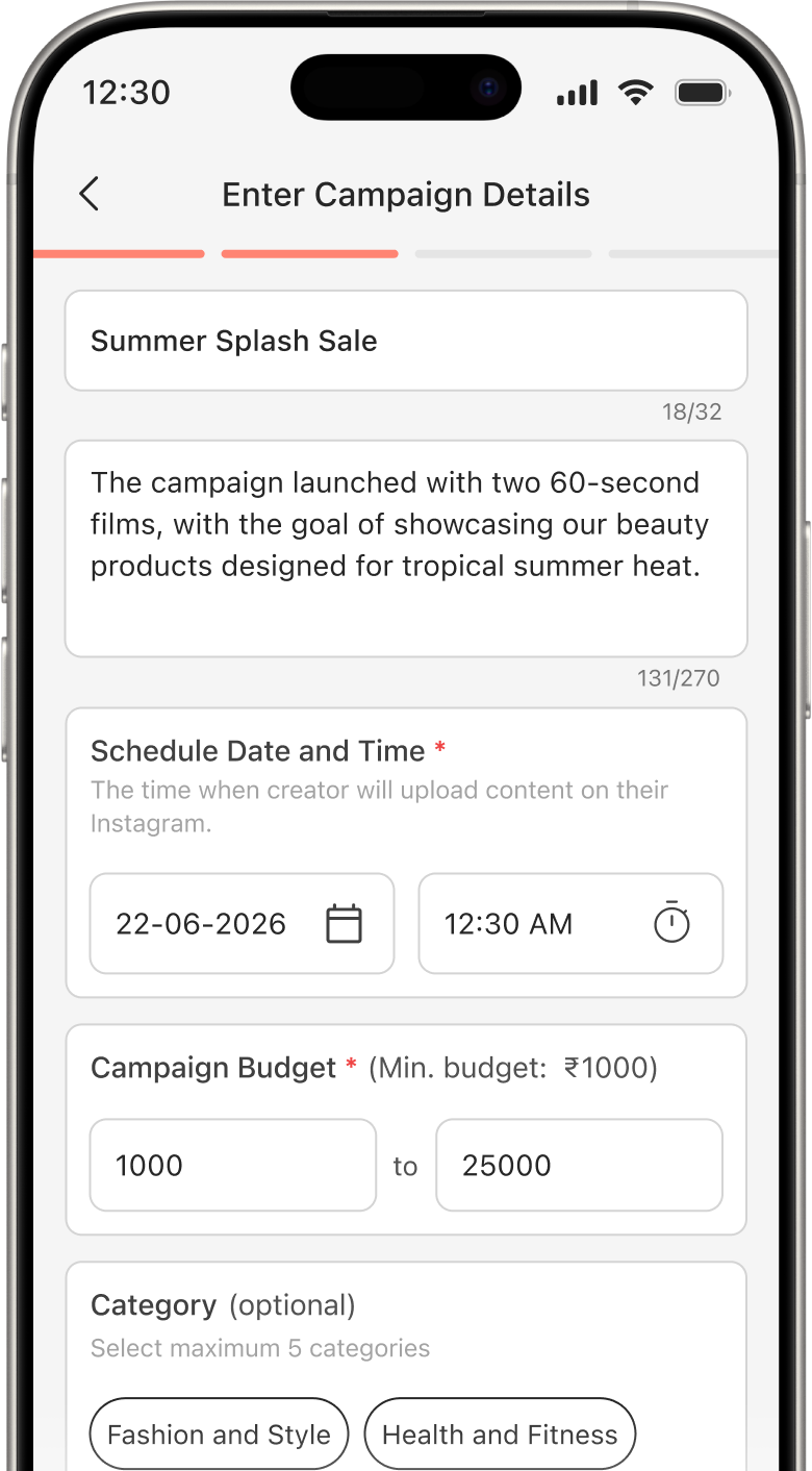 Brand campaign creation flow