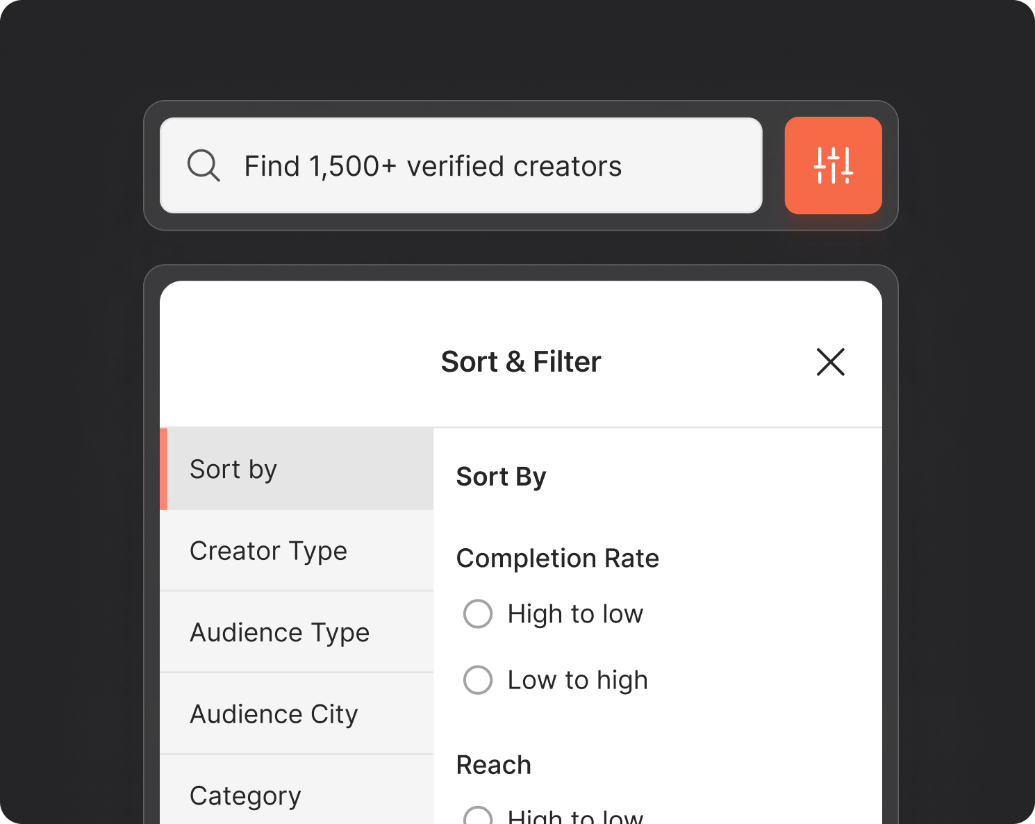 Creator discovery and filter preview