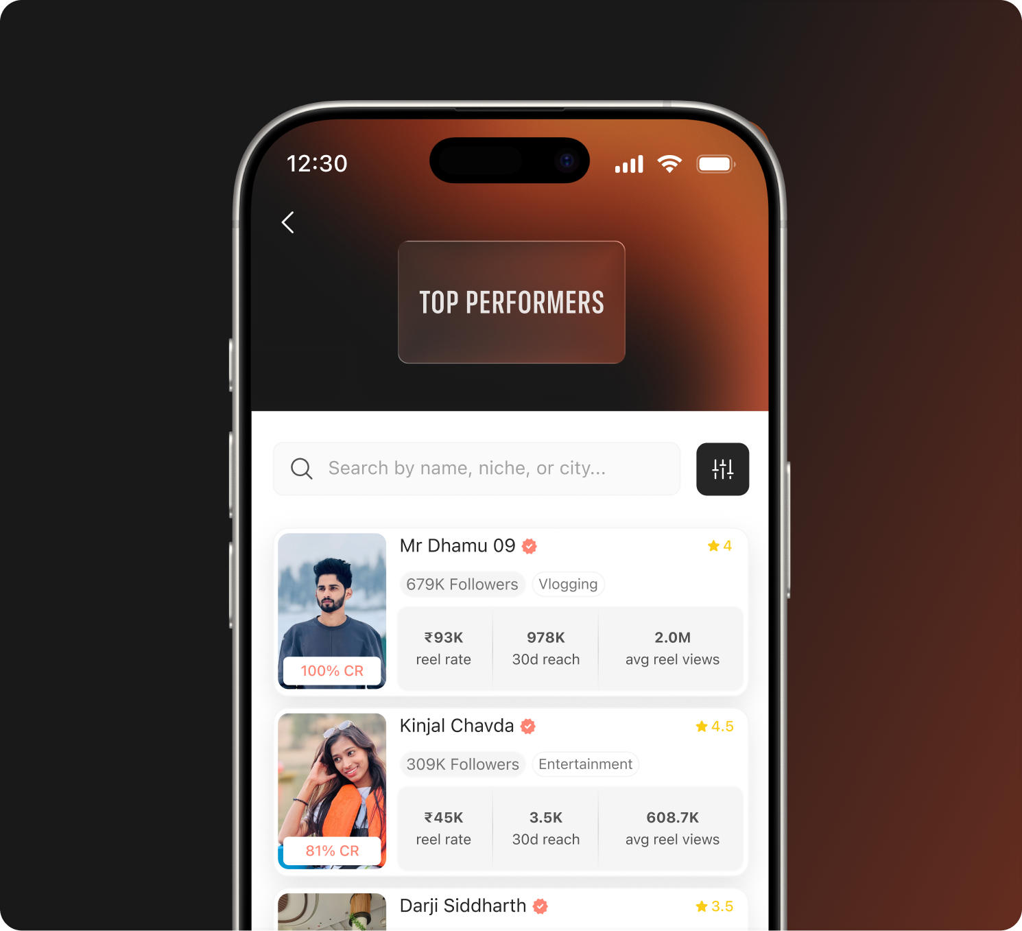 Personalised creator discovery feed