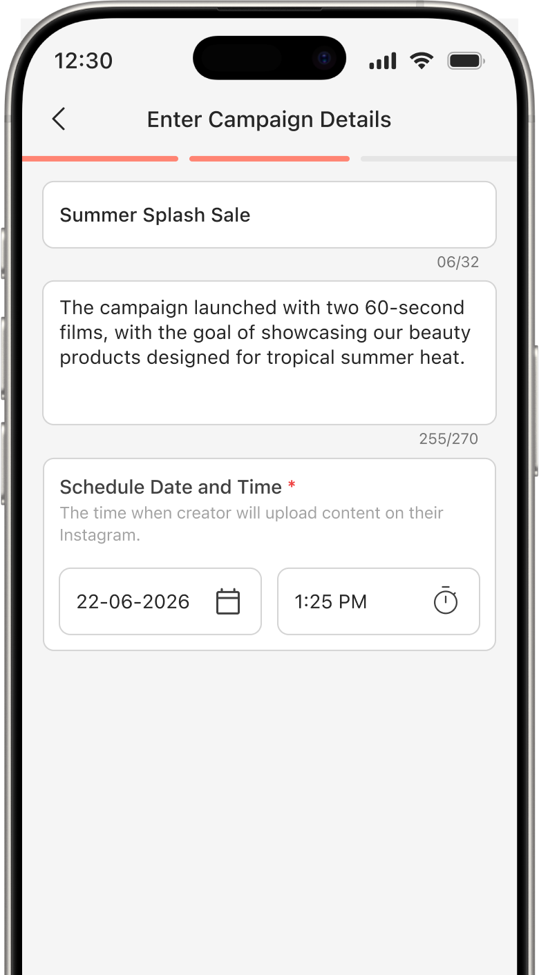 Creator discovery to campaign launch flow