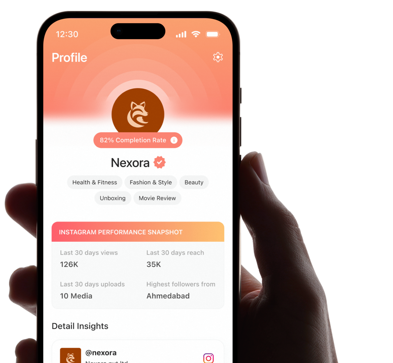 Brand profile preview on Adintors