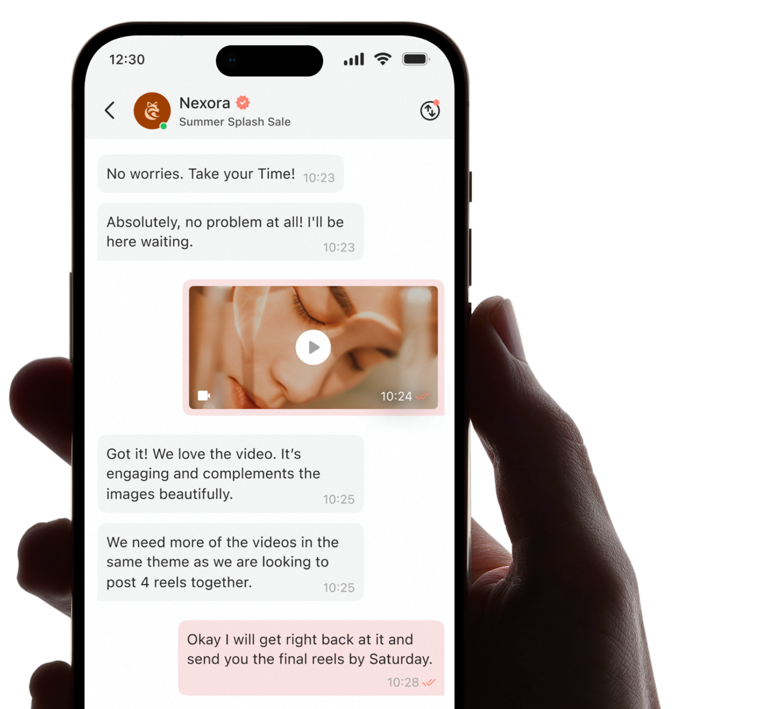 Creator chatting with a brand on Adintors