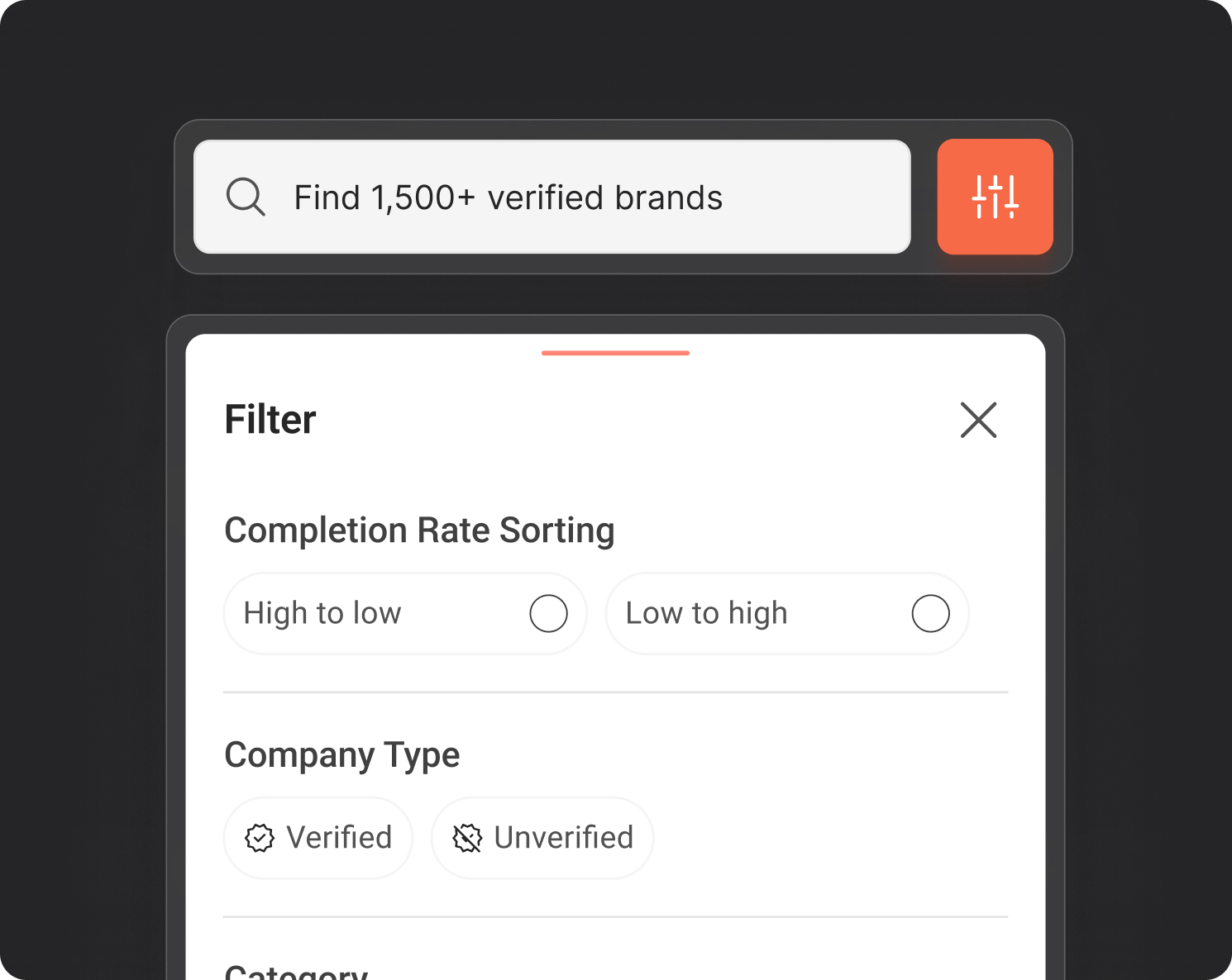 Search and filter verified brands