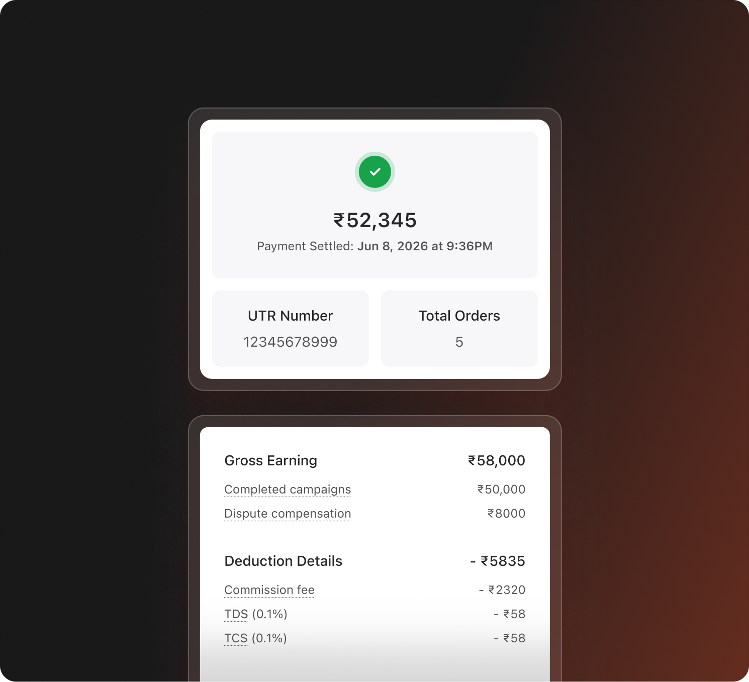 Invoice breakdown preview